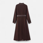 Chiffon Midi Dress for Women - Turn-Down Collar, Elegant Design for Casual or Formal Occasions