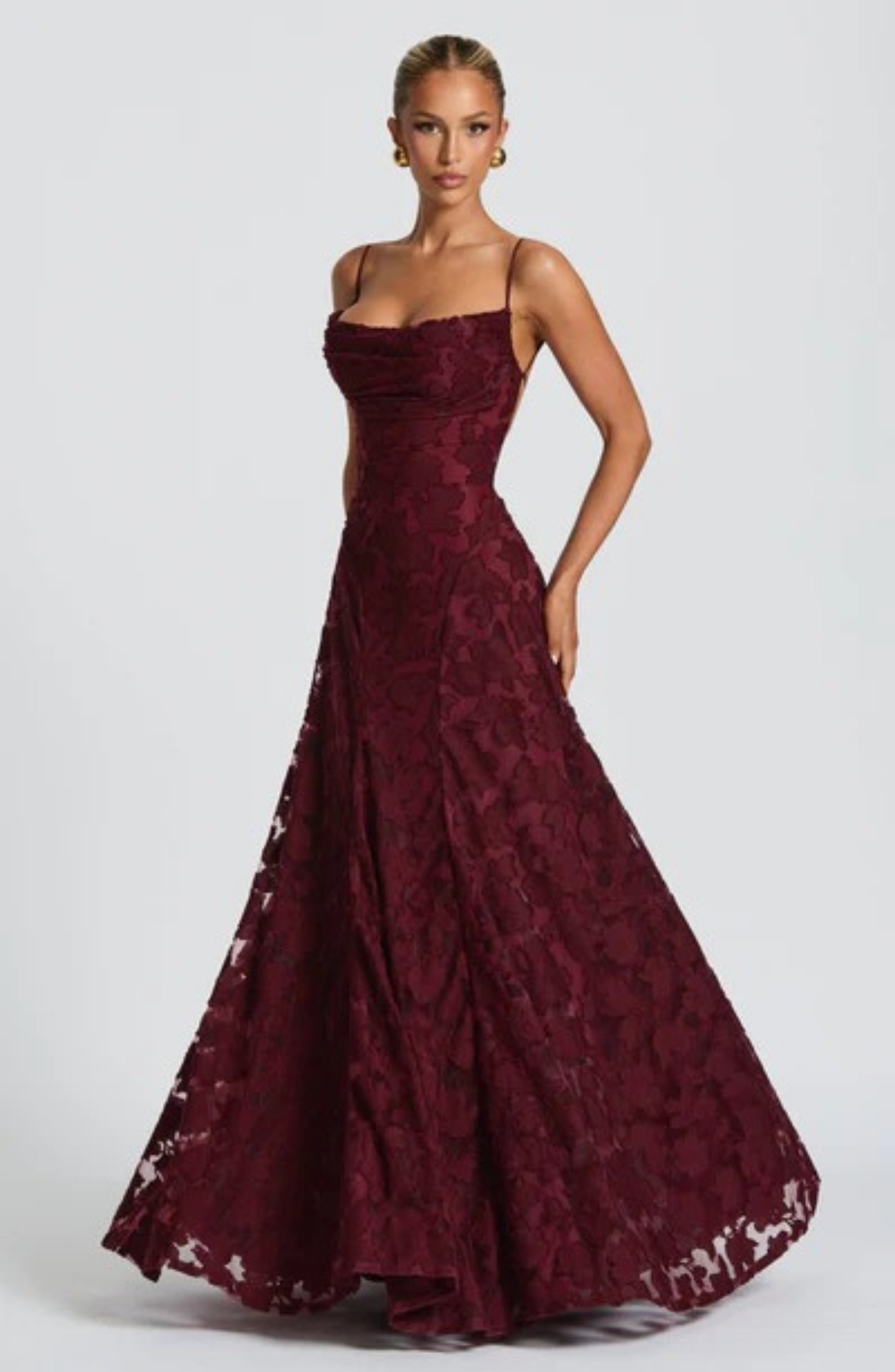 Crimson Midi Dress - Soft Fabric - Elegant Evening Wear for Special Occasions