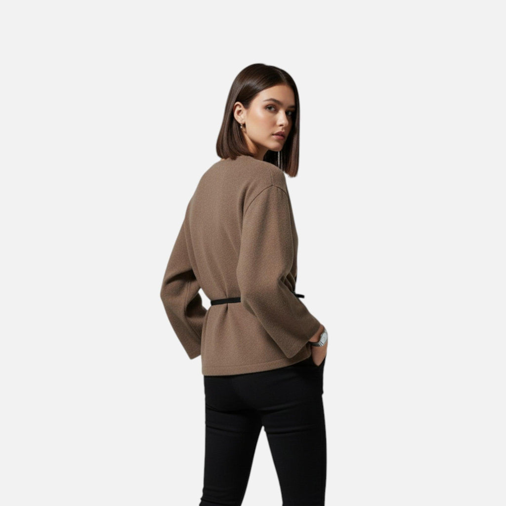 Elegant Women's Wrap Sweater in Soft Knit Fabric for Casual or Office Wear