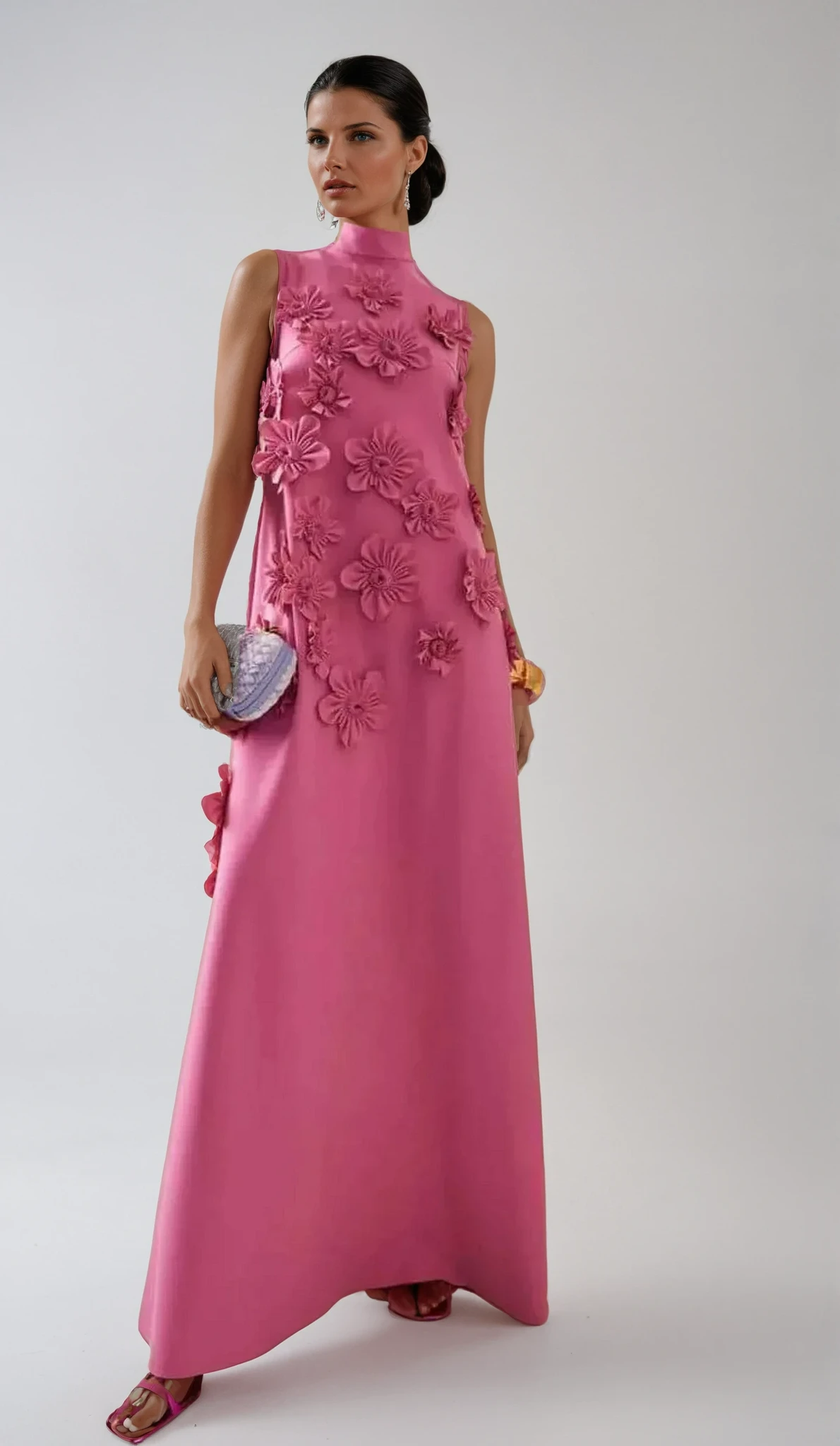 Floral Maxi Dress in Lightweight Fabric - Sleeveless Summer Evening Wear