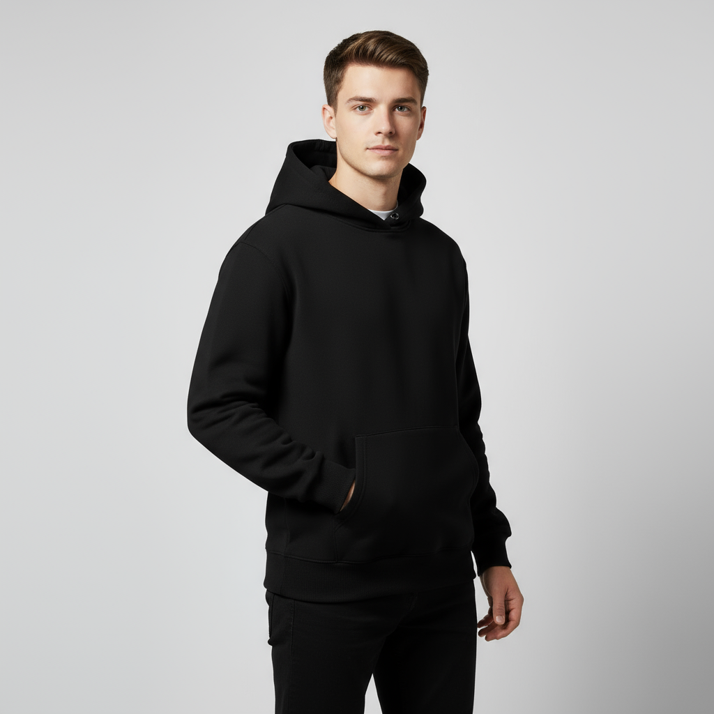 Heavyweight Cotton Fleece Hoodie for Men - Comfortable Casual Wear for Cold Weather - Available in Multiple Colors