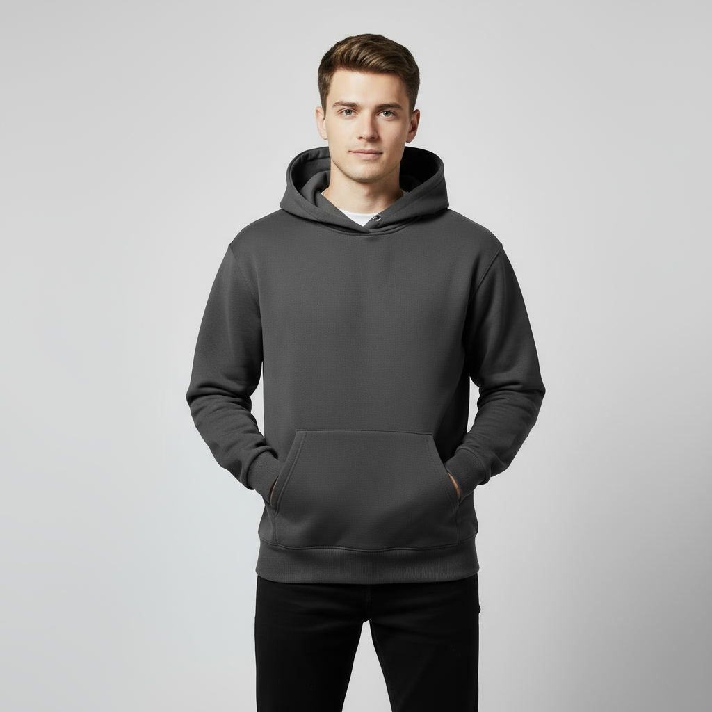 Heavyweight Cotton Fleece Hoodie for Men - Comfortable Casual Wear for Cold Weather - Available in Multiple Colors