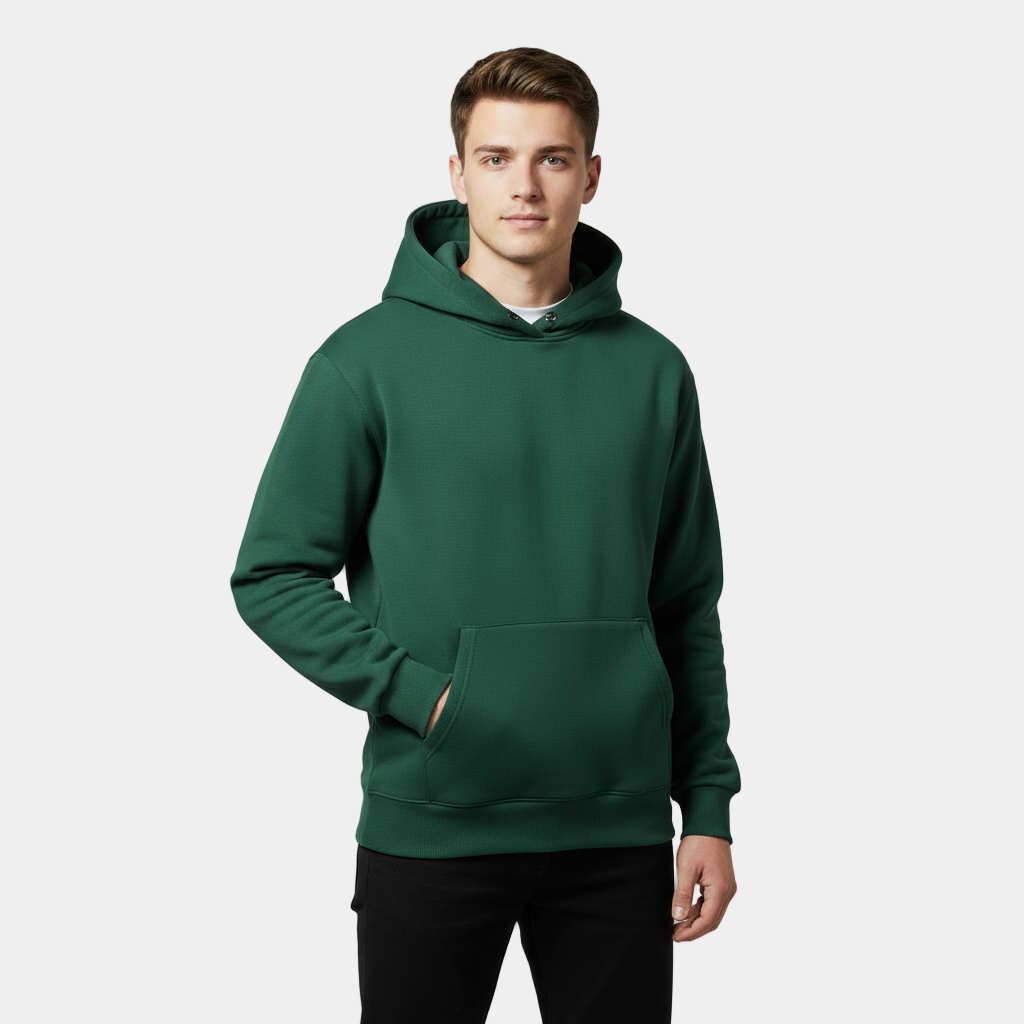 Heavyweight Cotton Fleece Hoodie for Men - Comfortable Casual Wear for Cold Weather - Available in Multiple Colors