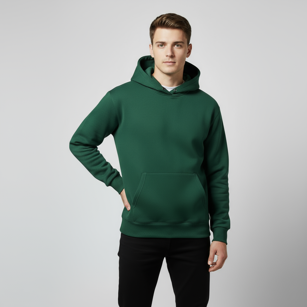 Heavyweight Cotton Fleece Hoodie for Men - Comfortable Casual Wear for Cold Weather - Available in Multiple Colors