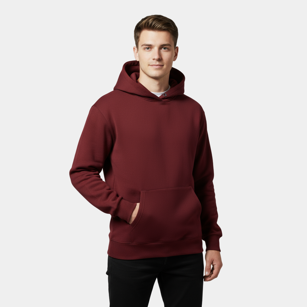 Heavyweight Cotton Fleece Hoodie for Men - Comfortable Casual Wear for Cold Weather - Available in Multiple Colors