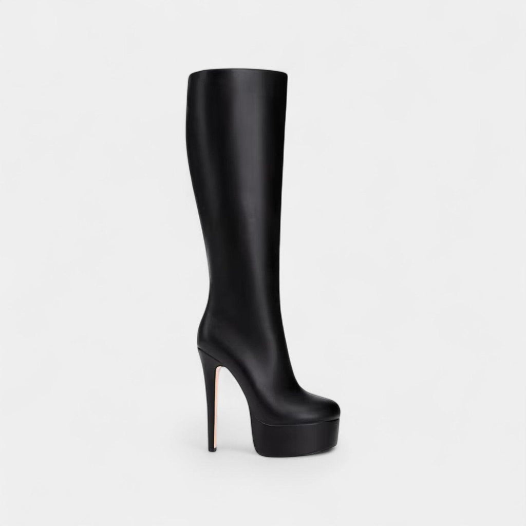 Knee-High Women's Boots - Rounded Toe, High Platform - Stylish Footwear for Casual and Dressy Occasions