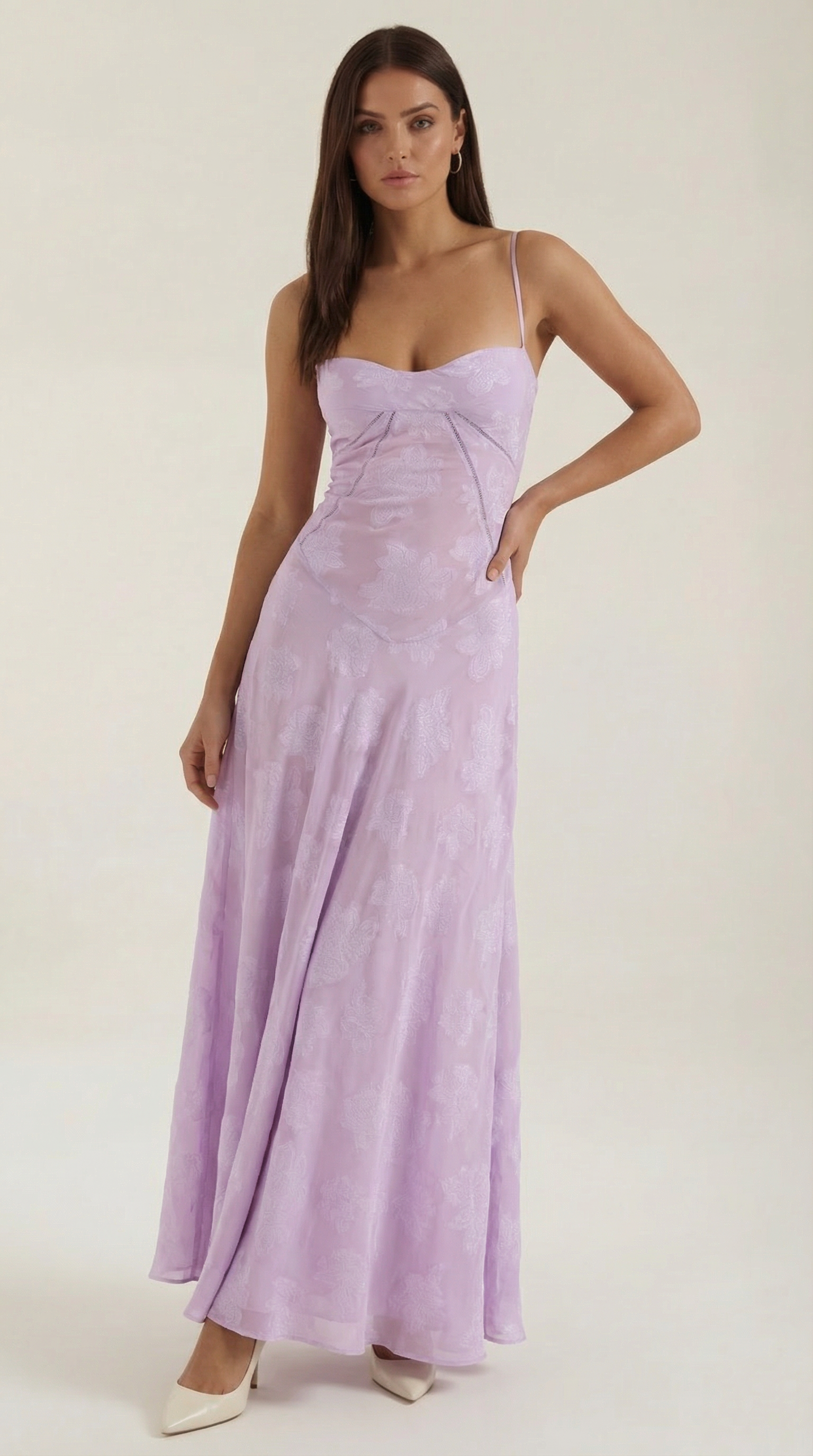 Lace Maxi Dress - Elegant Floral Design - Formal Wear for Women