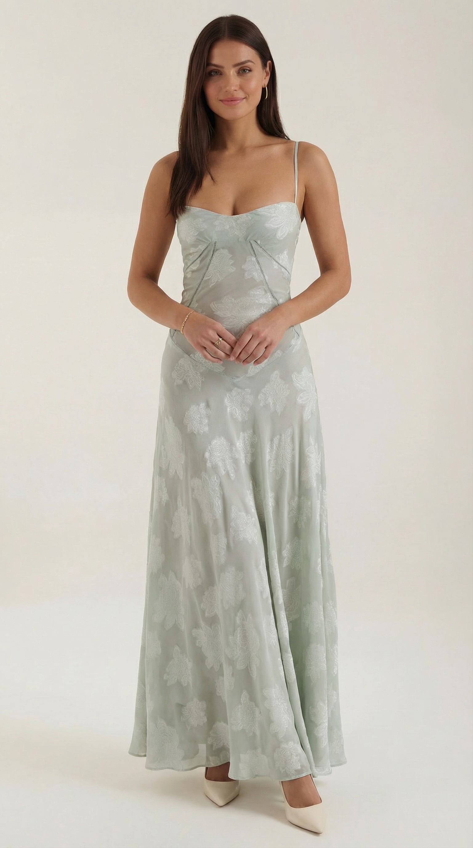 Lace Maxi Dress - Elegant Floral Design - Formal Wear for Women