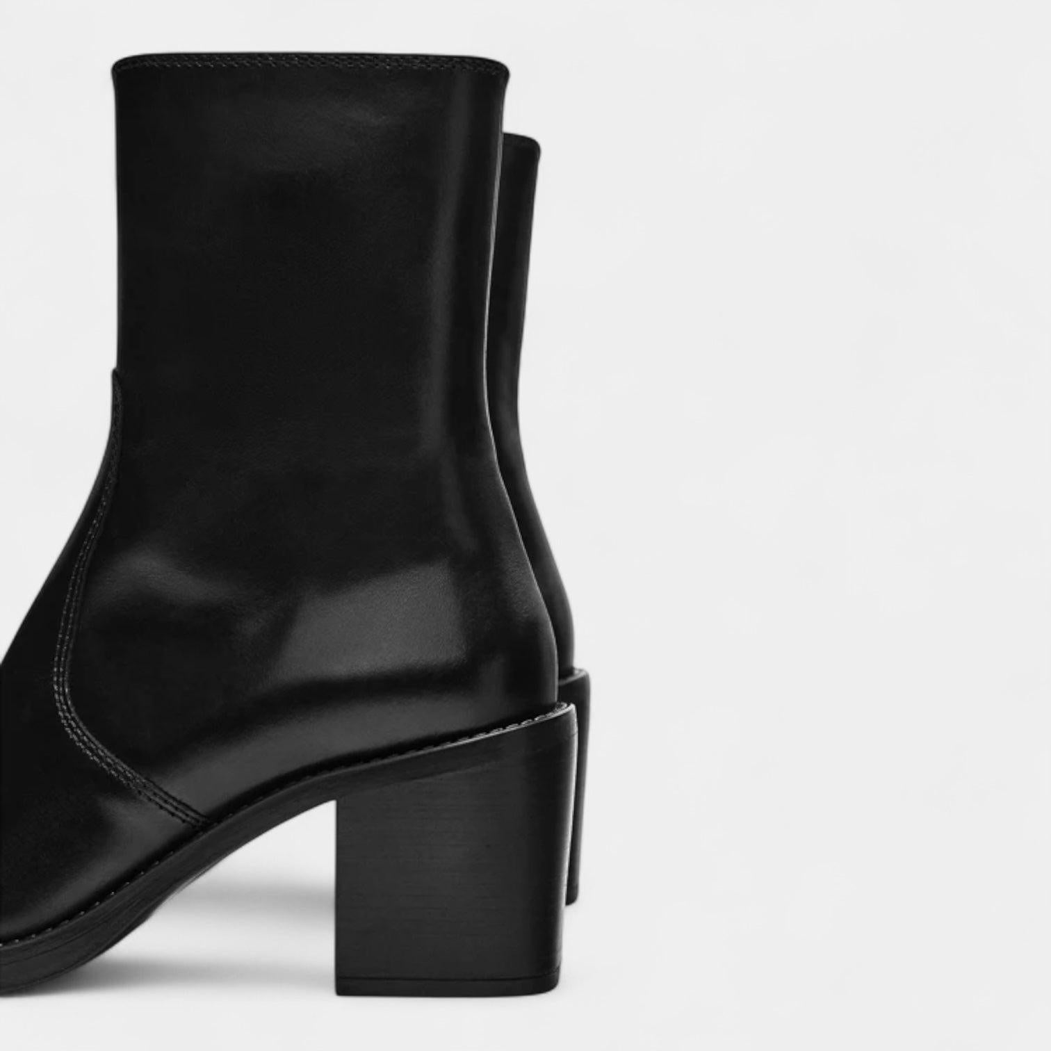 Leather Ankle Boots for Women with Side Zip Closure - Stylish Footwear for Casual and Formal Occasions