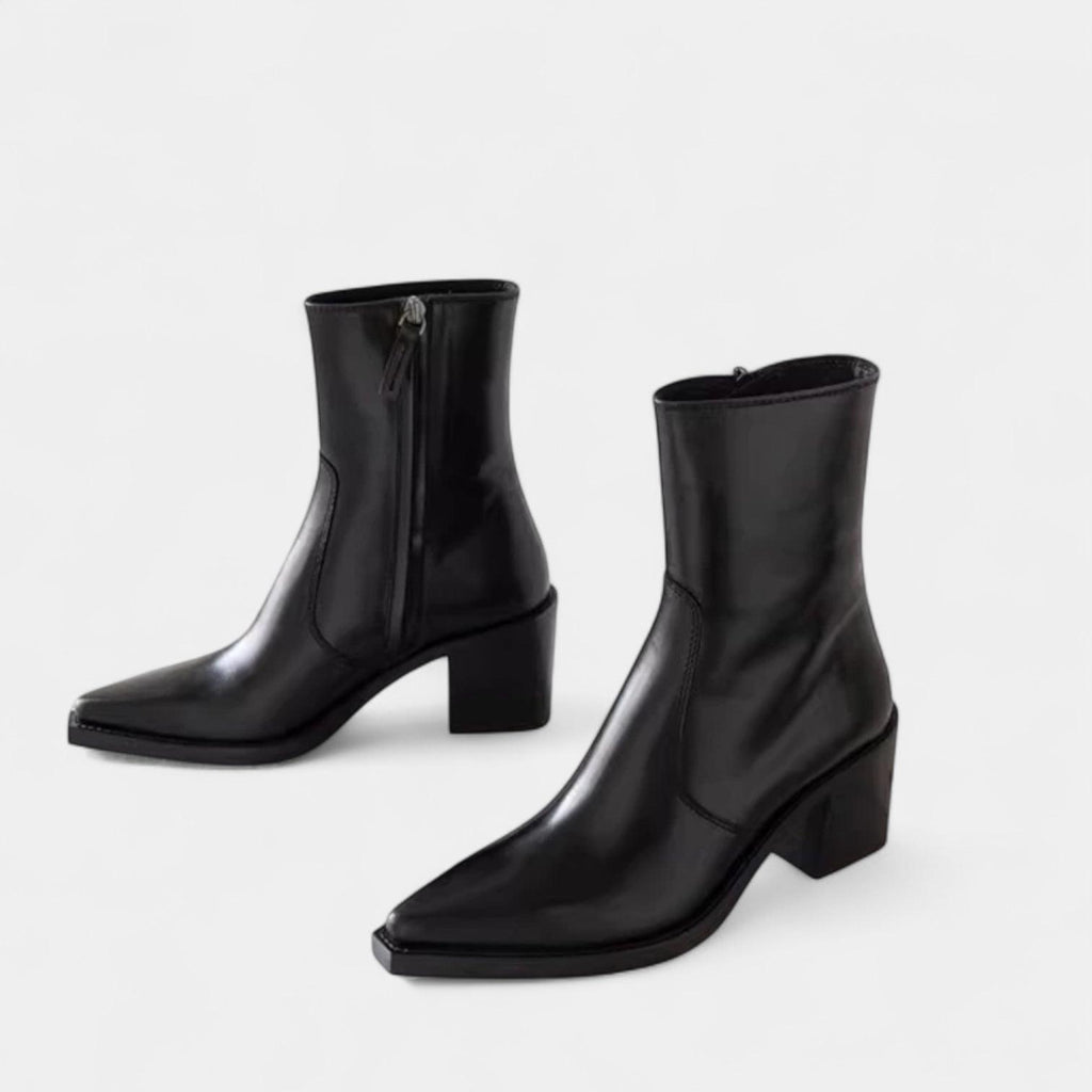 Leather Ankle Boots for Women with Side Zip Closure - Stylish Footwear for Casual and Formal Occasions
