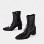 Leather Ankle Boots for Women with Side Zip Closure - Stylish Footwear for Casual and Formal Occasions