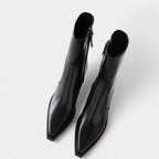 Leather Ankle Boots for Women with Side Zip Closure - Stylish Footwear for Casual and Formal Occasions