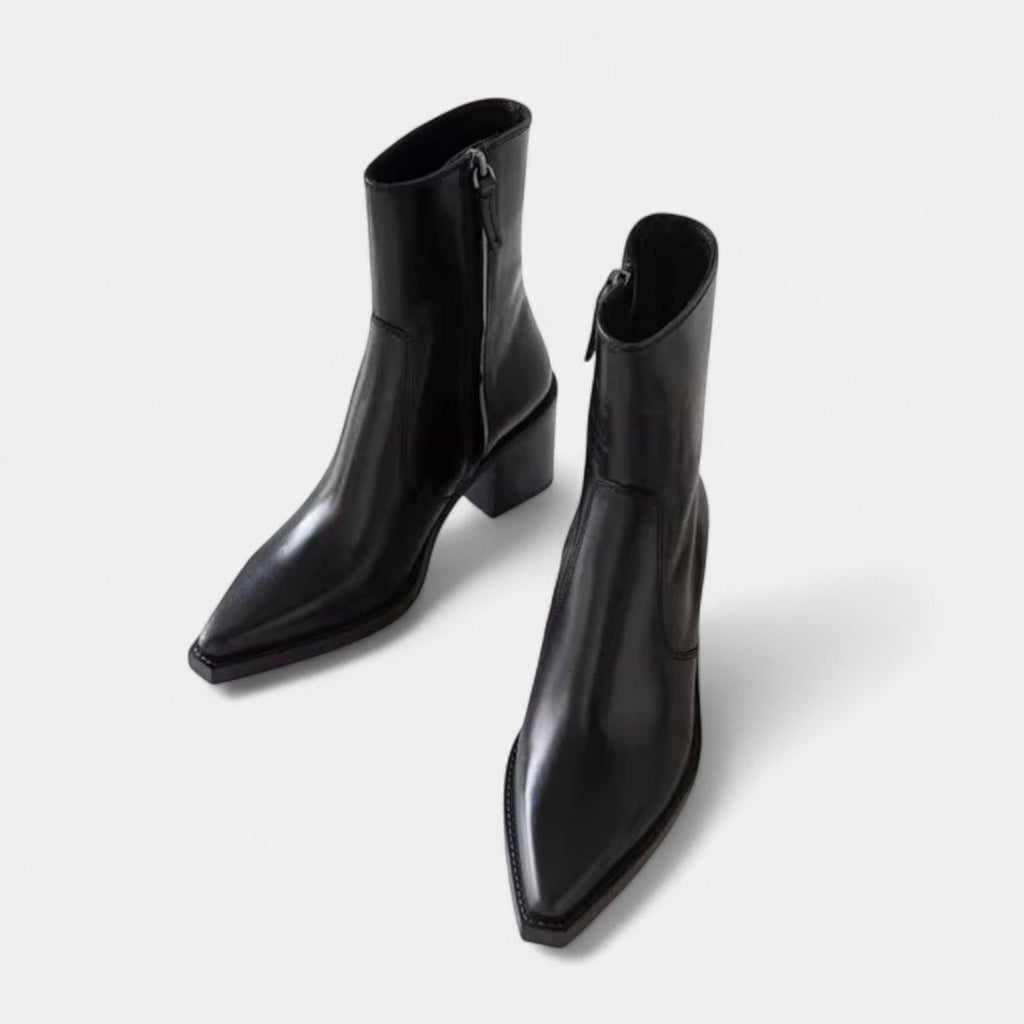 Leather Ankle Boots for Women with Side Zip Closure - Stylish Footwear for Casual and Formal Occasions