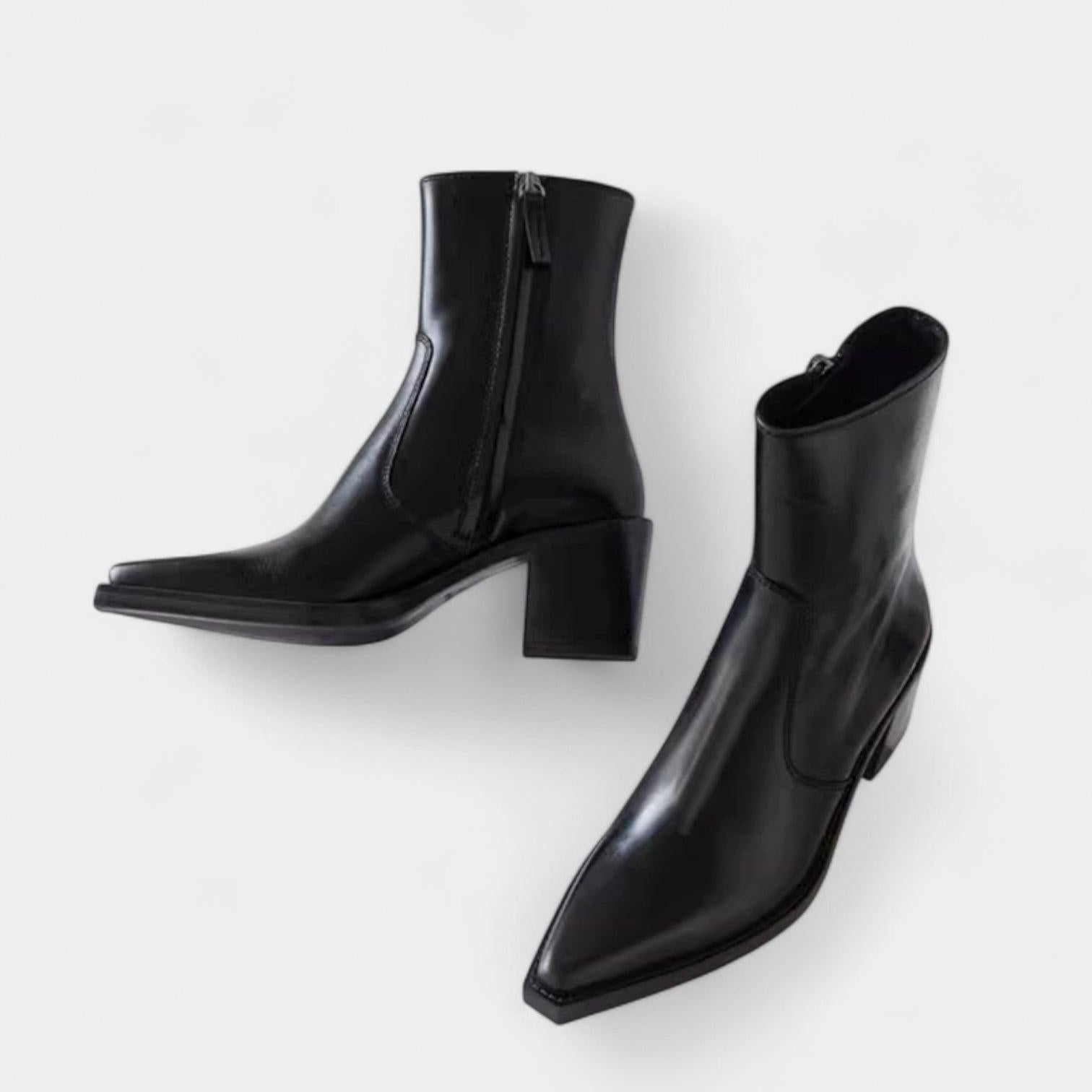 Leather Ankle Boots for Women with Side Zip Closure - Stylish Footwear for Casual and Formal Occasions