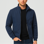 Men's Bomber Jacket with Checked Lining and Ribbed Trims for Casual Wear and Outdoor Activities