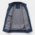 Men's Bomber Jacket with Checked Lining and Ribbed Trims for Casual Wear and Outdoor Activities