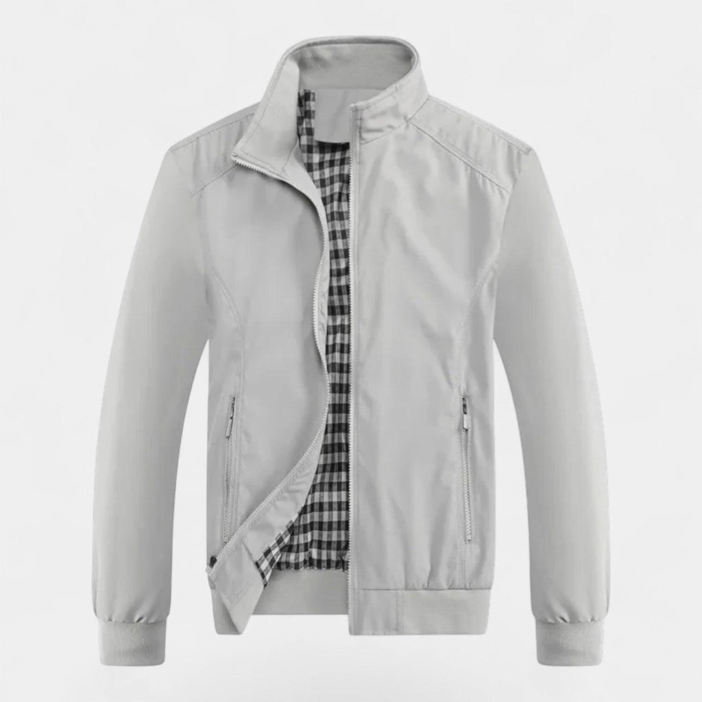 Men's Bomber Jacket with Checked Lining and Ribbed Trims for Casual Wear and Outdoor Activities