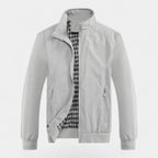 Men's Bomber Jacket with Checked Lining and Ribbed Trims for Casual Wear and Outdoor Activities