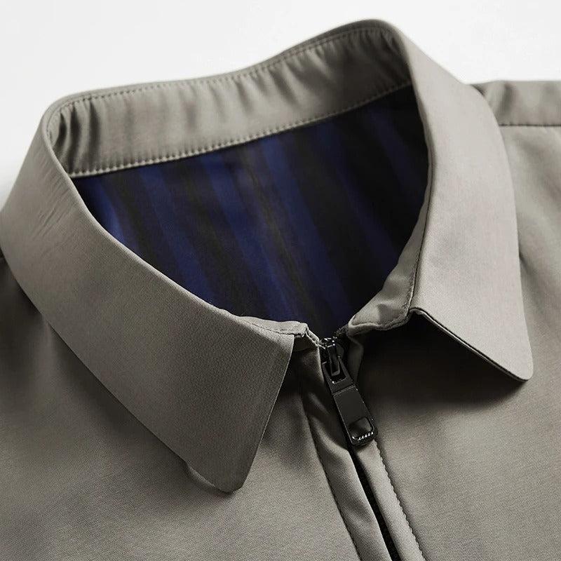 Men's Bomber Polo Jacket - Lightweight Cotton Blend - Casual Business Style - Perfect for Office and Social Events