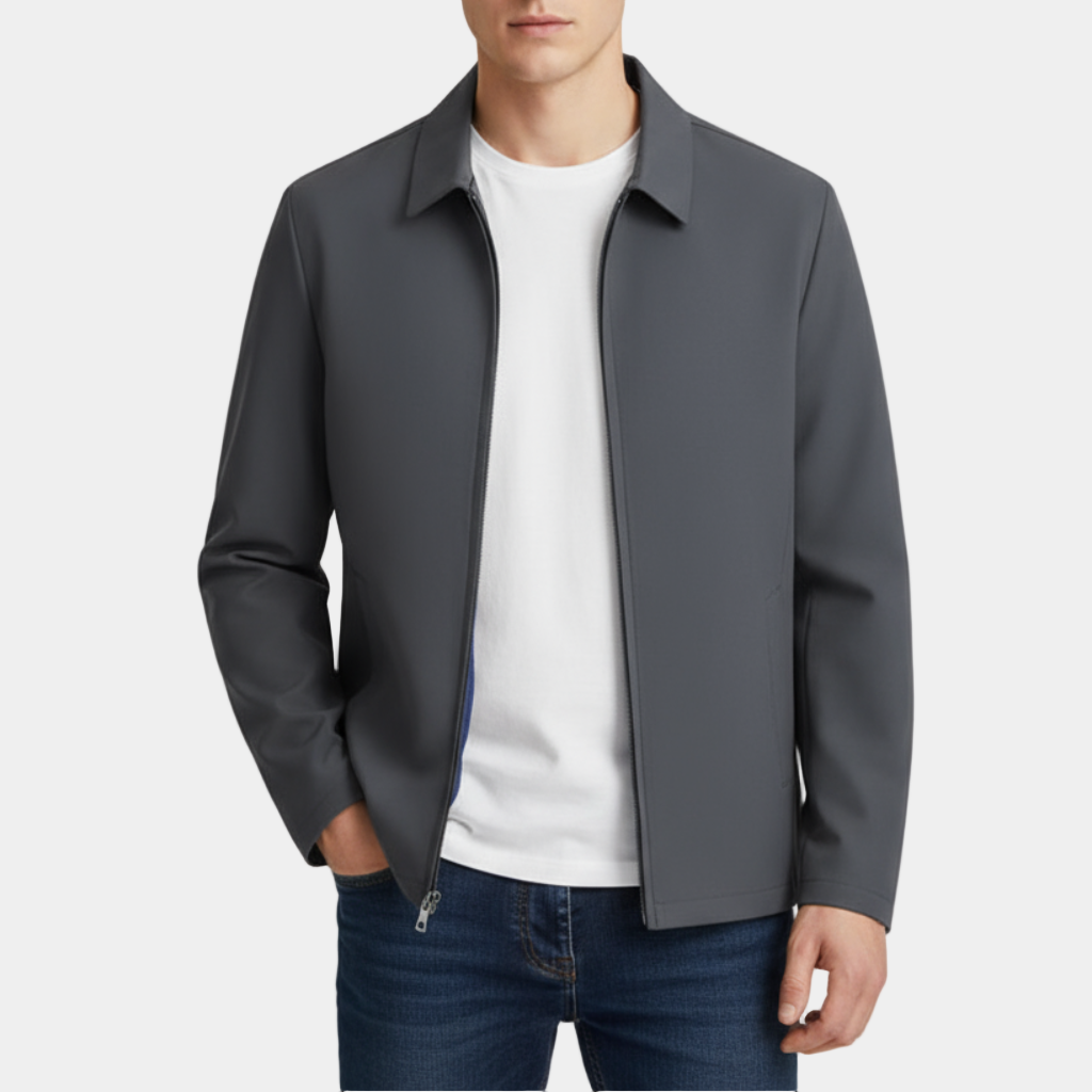 Men's Bomber Polo Jacket - Lightweight Cotton Blend - Casual Business Style - Perfect for Office and Social Events