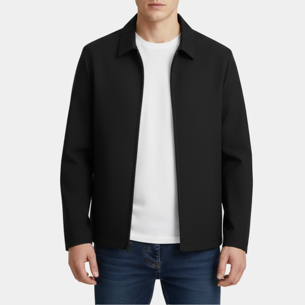 Men's Bomber Polo Jacket - Lightweight Cotton Blend - Casual Business Style - Perfect for Office and Social Events