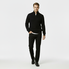 Men's Cable Knit Jumper - Cozy Quarter Zip Sweater for Casual Wear - Warm Knit Fabric