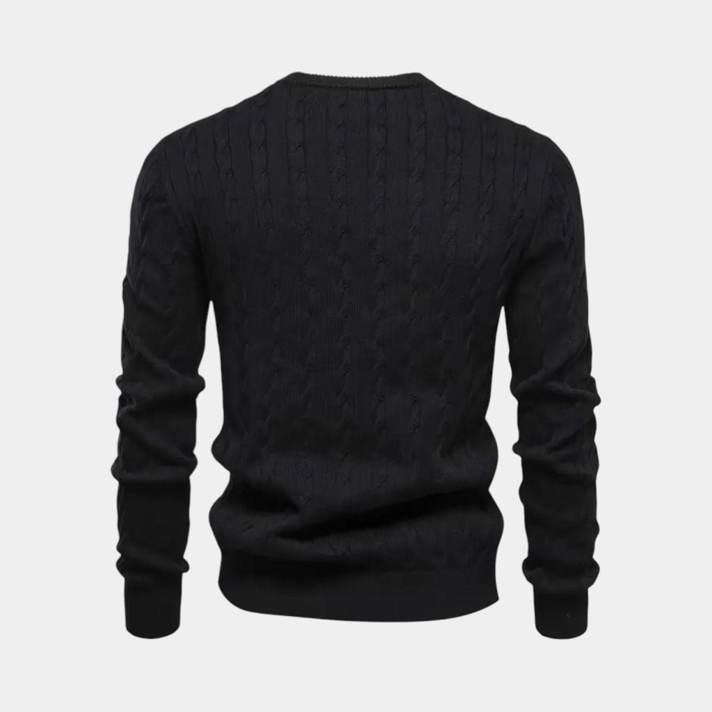 Men's Cable-Knit Sweater in Soft Cotton - Classic Crew Neck Jumper for Casual Wear and Layering