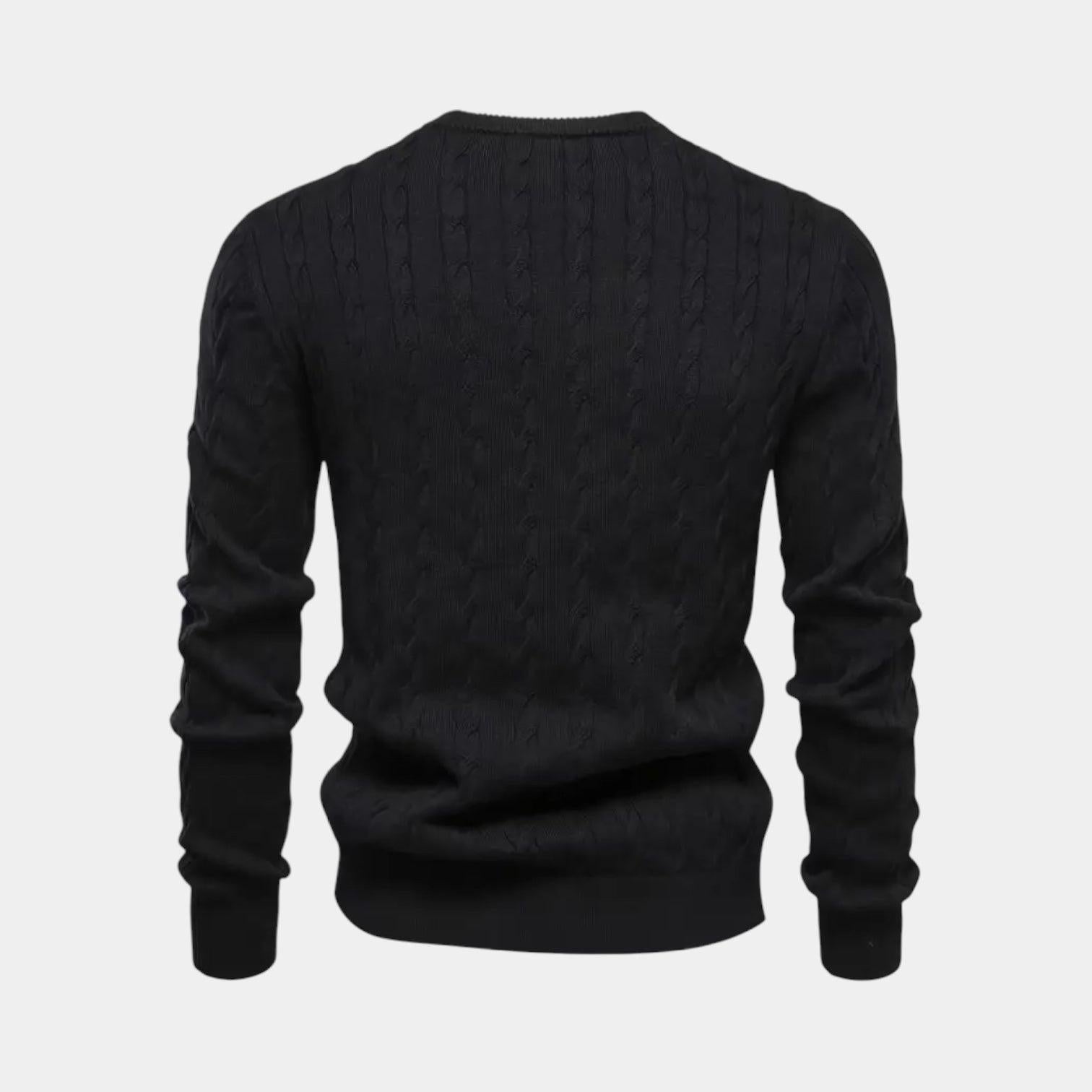 Men's Cable-Knit Sweater in Soft Cotton - Classic Crew Neck Jumper for Casual Wear and Layering