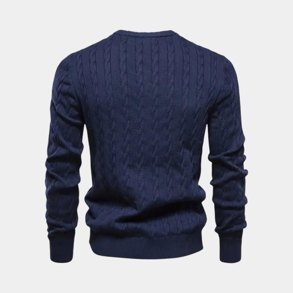 Men's Cable-Knit Sweater in Soft Cotton - Classic Crew Neck Jumper for Casual Wear and Layering