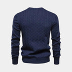 Men's Cable-Knit Sweater in Soft Cotton - Classic Crew Neck Jumper for Casual Wear and Layering