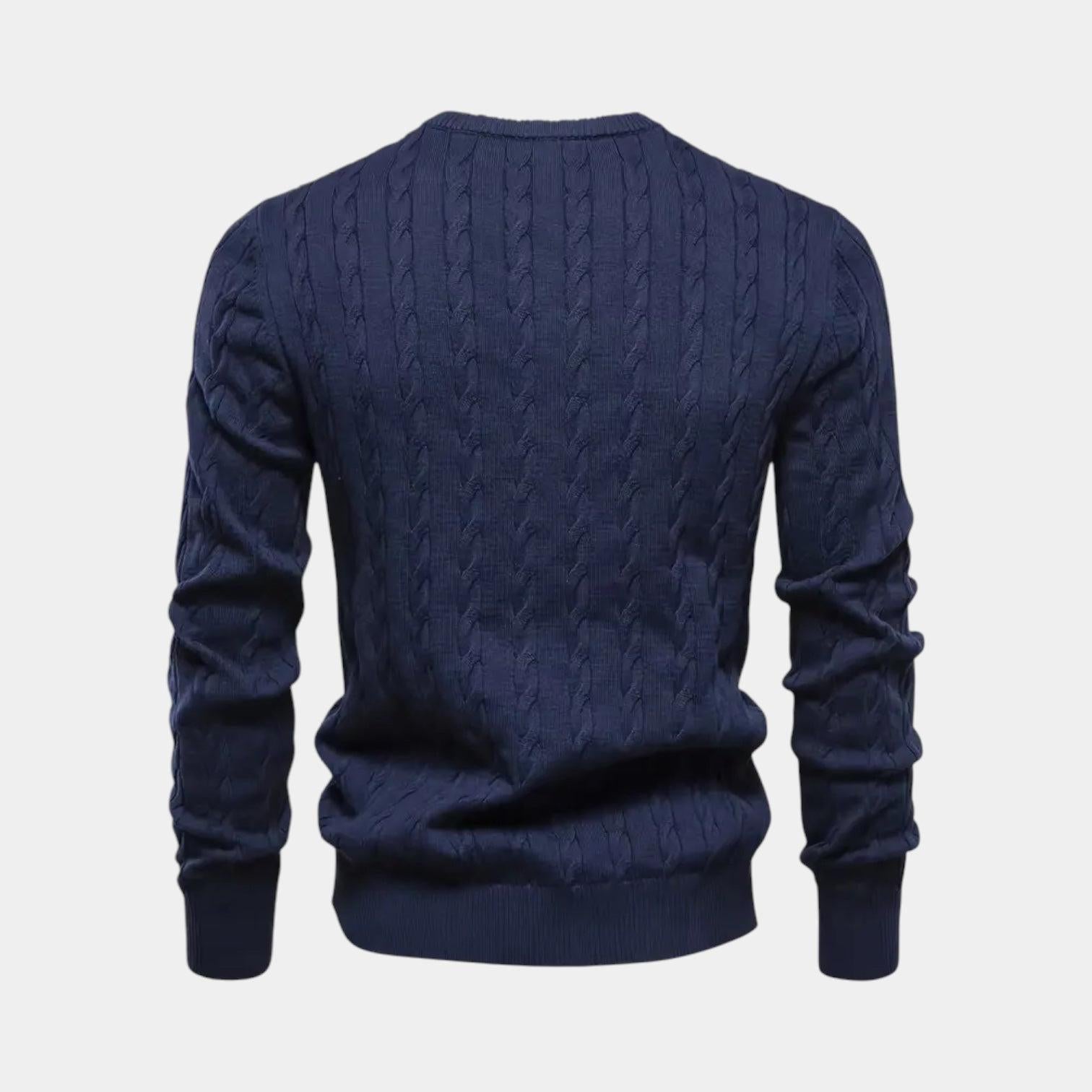 Men's Cable-Knit Sweater in Soft Cotton - Classic Crew Neck Jumper for Casual Wear and Layering