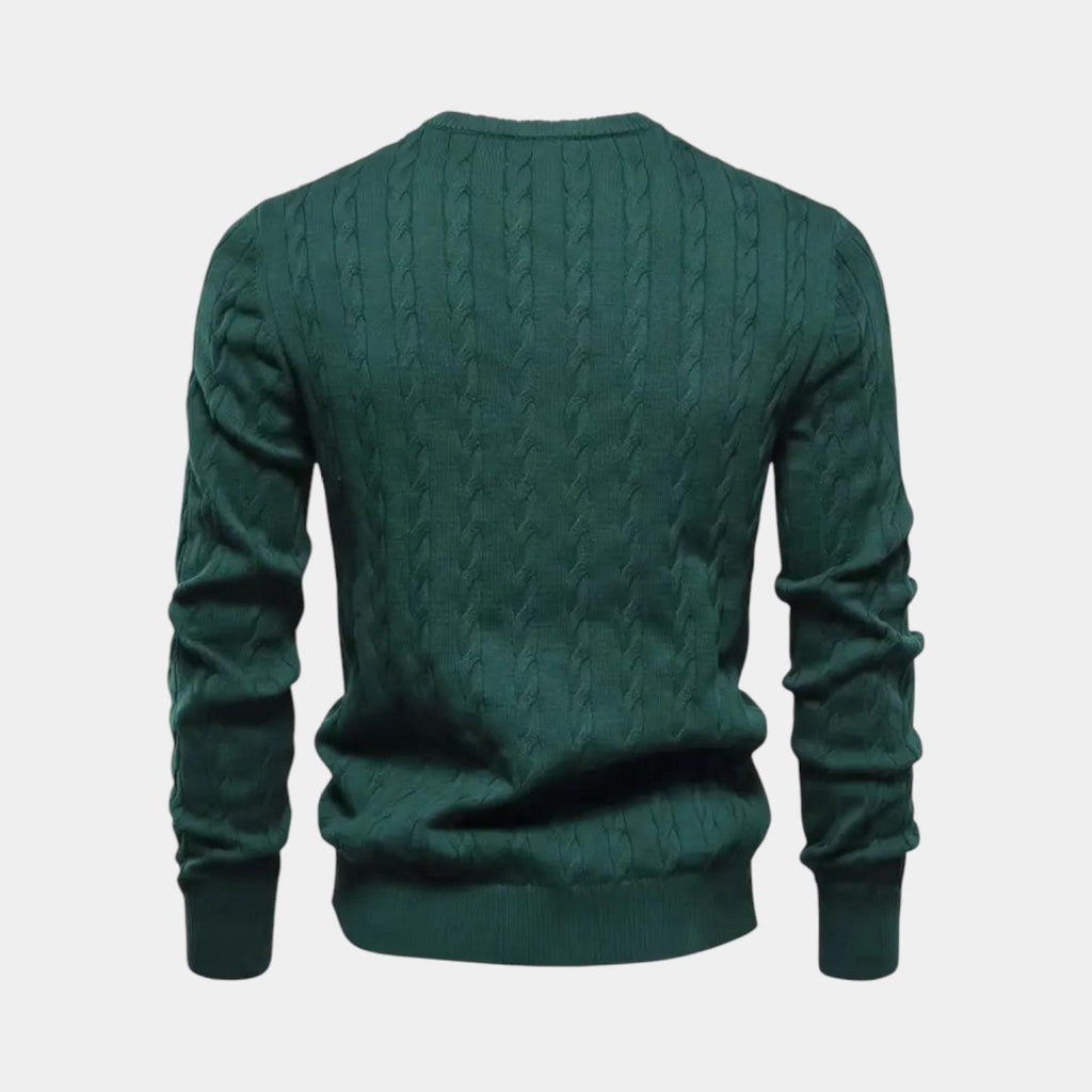 Men's Cable-Knit Sweater in Soft Cotton - Classic Crew Neck Jumper for Casual Wear and Layering
