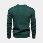 Men's Cable-Knit Sweater in Soft Cotton - Classic Crew Neck Jumper for Casual Wear and Layering