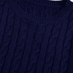 Men's Cable-Knit Sweater in Soft Cotton - Classic Crew Neck Jumper for Casual Wear and Layering