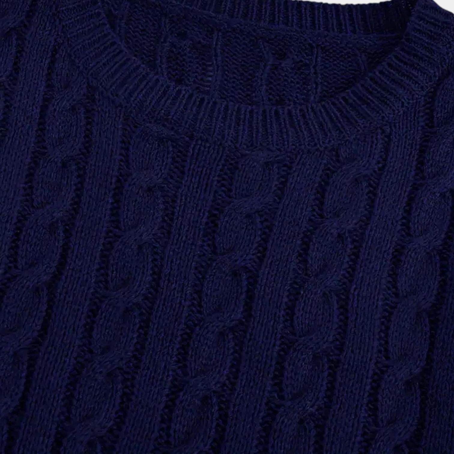 Men's Cable-Knit Sweater in Soft Cotton - Classic Crew Neck Jumper for Casual Wear and Layering