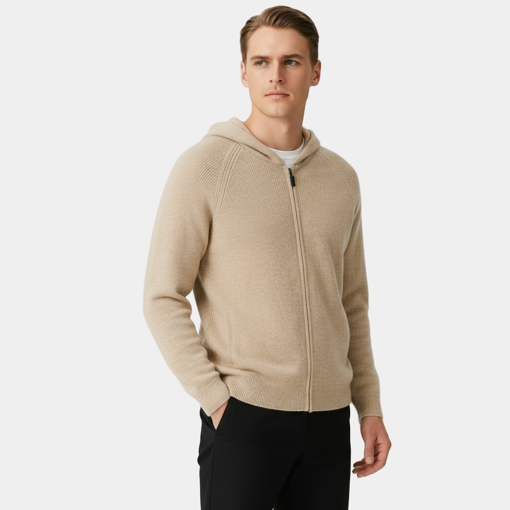 Men's Cashmere Zip Cardigan - Classic Design for Casual Wear - Soft, Warm, and Versatile Outerwear for All Seasons