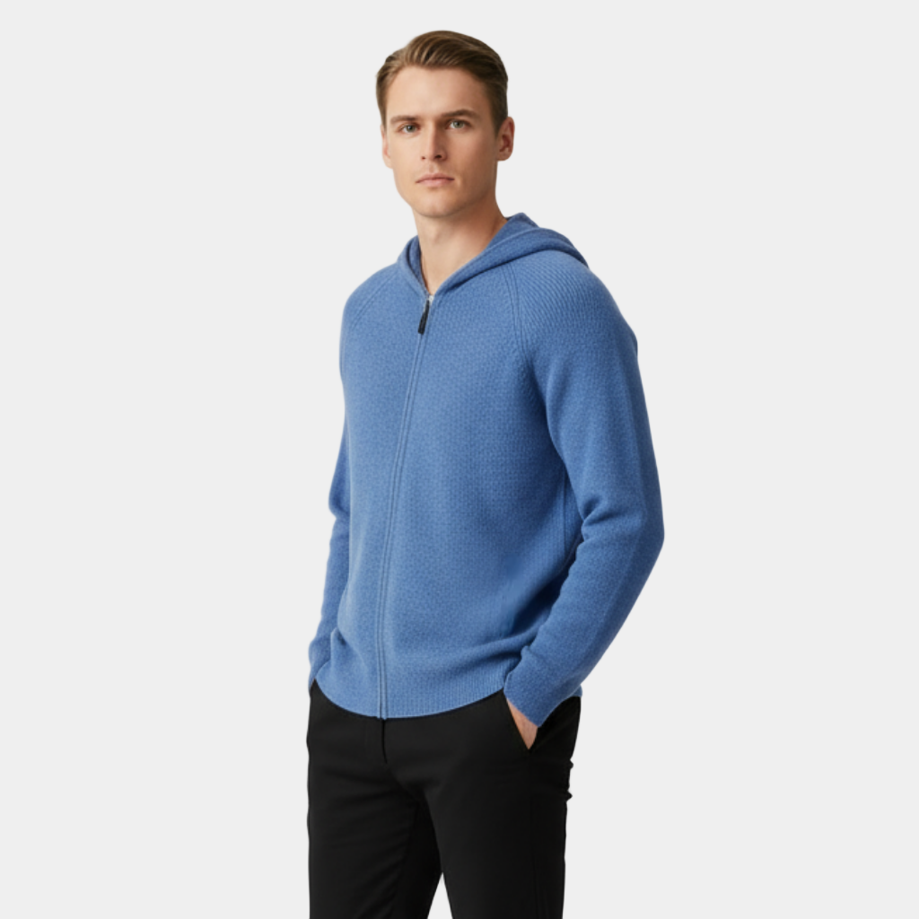 Men's Cashmere Zip Cardigan - Classic Design for Casual Wear - Soft, Warm, and Versatile Outerwear for All Seasons