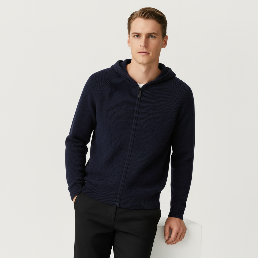 Men's Cashmere Zip Cardigan - Classic Design for Casual Wear - Soft, Warm, and Versatile Outerwear for All Seasons