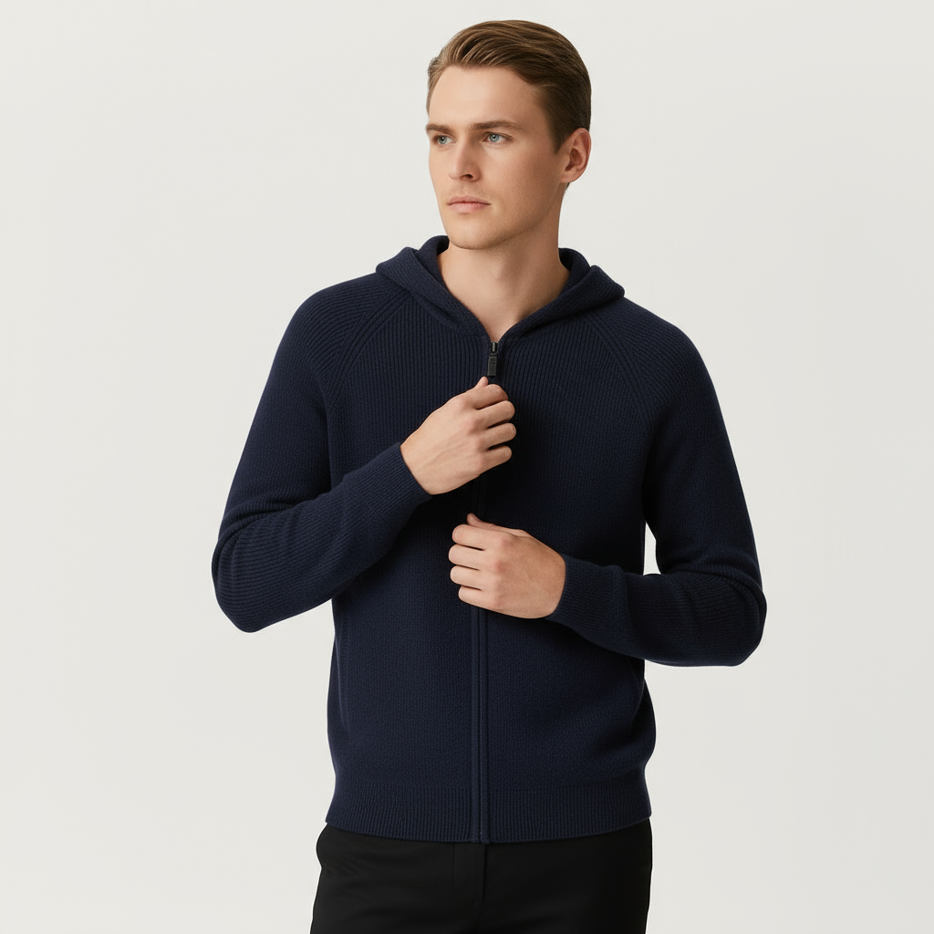 Men's Cashmere Zip Cardigan - Classic Design for Casual Wear - Soft, Warm, and Versatile Outerwear for All Seasons