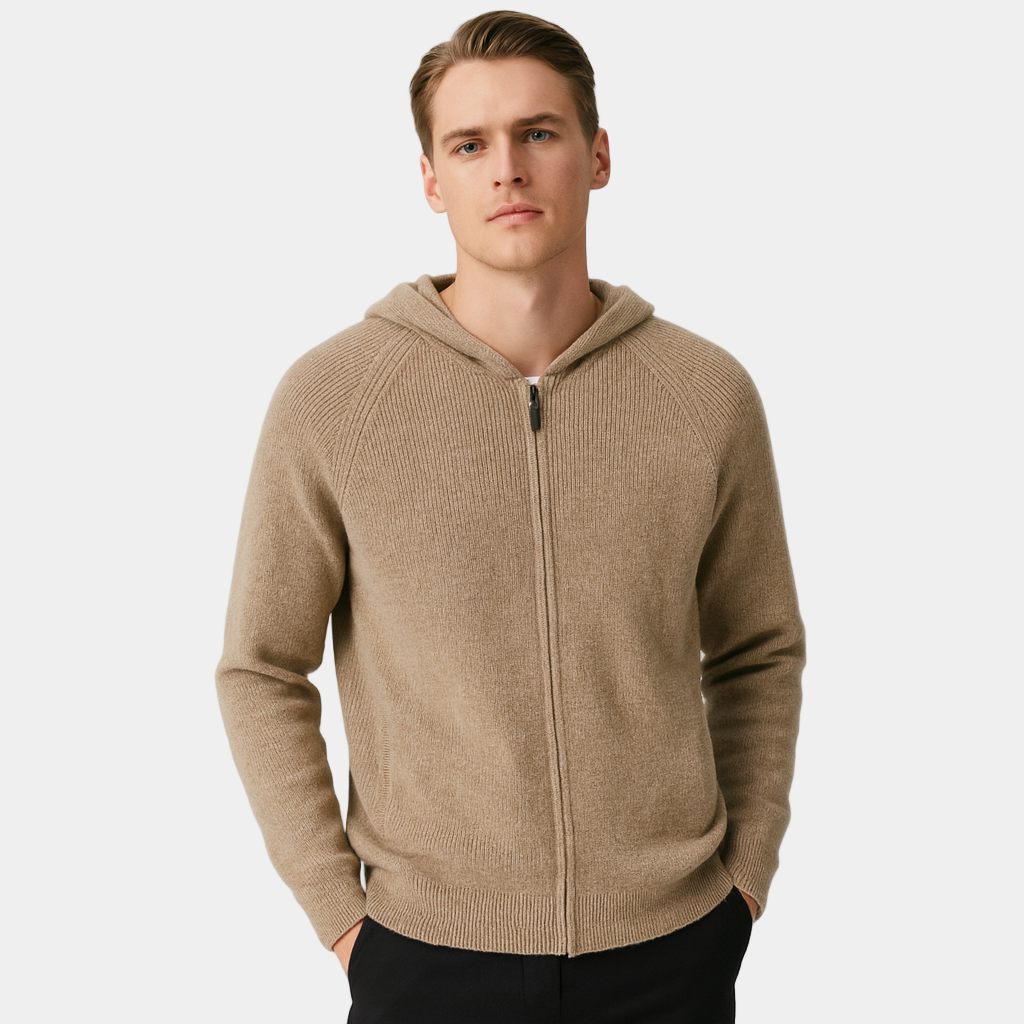 Men's Cashmere Zip Cardigan - Classic Design for Casual Wear - Soft, Warm, and Versatile Outerwear for All Seasons