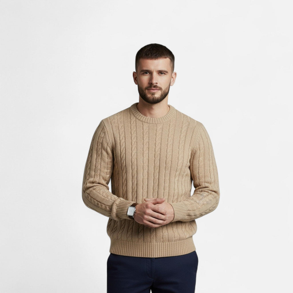 Men's Cotton Blend Round Neck Sweater - Timeless Style for Casual Wear