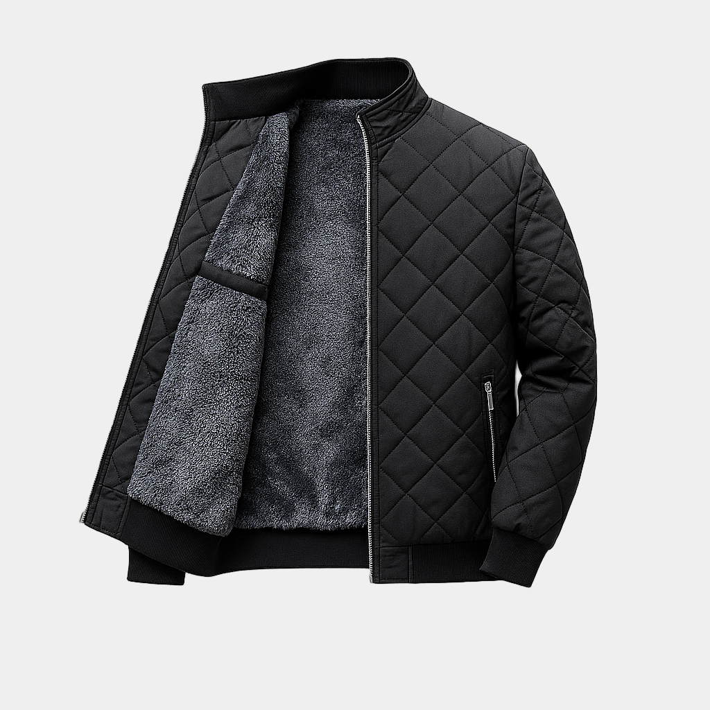 Men's Diamond Quilted Bomber Jacket - Lightweight Insulated Outerwear for Casual Wear and Outdoor Activities