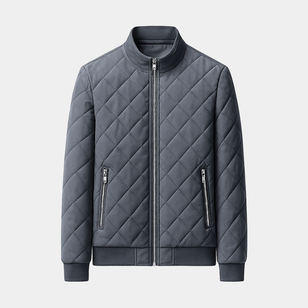 Men's Diamond Quilted Bomber Jacket - Lightweight Insulated Outerwear for Casual Wear and Outdoor Activities