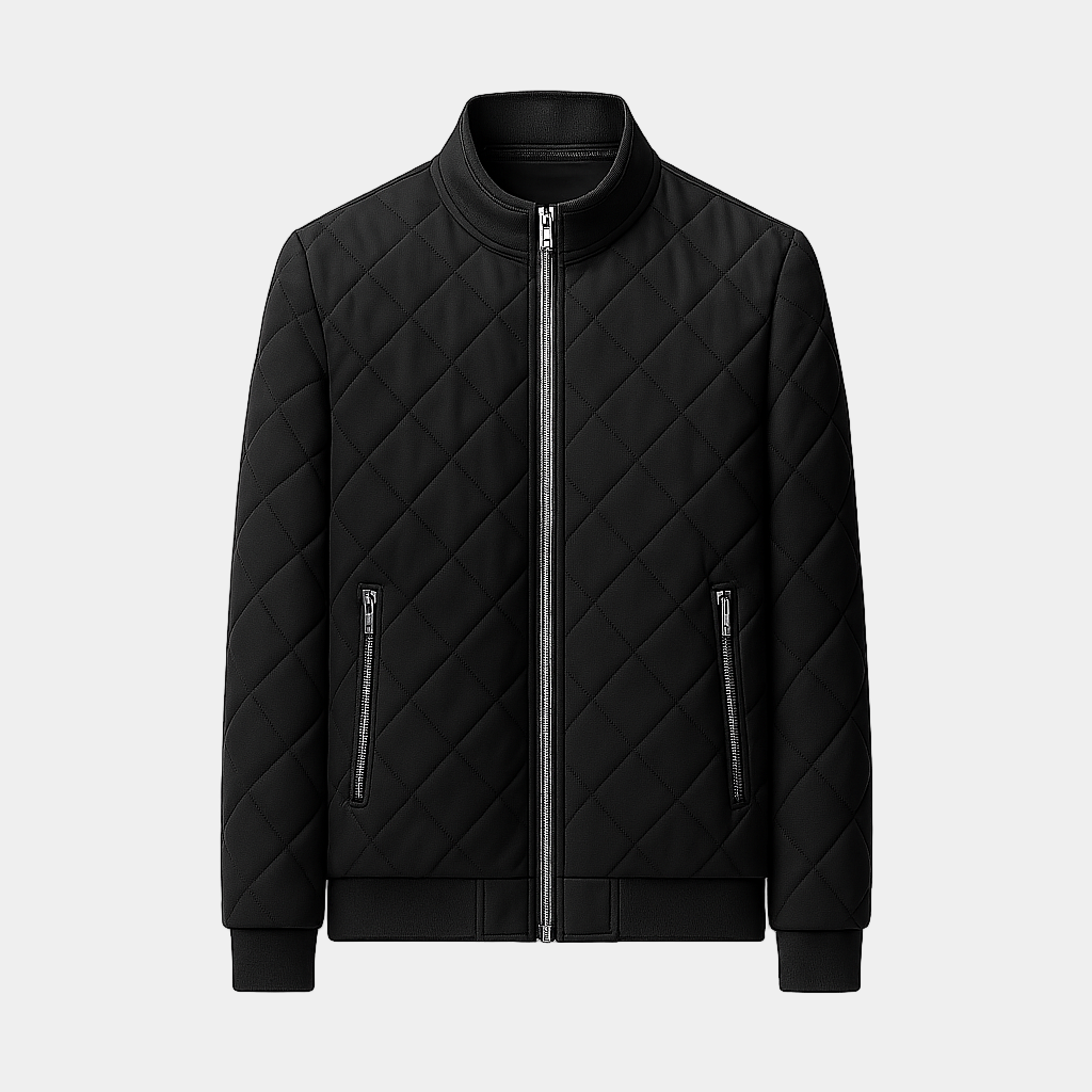 Men's Diamond Quilted Bomber Jacket - Lightweight Insulated Outerwear for Casual Wear and Outdoor Activities