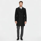 Men's Double-Breasted Wool Trench Overcoat - Classic Winter Coat for Formal and Casual Wear