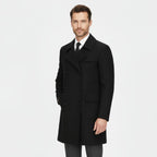 Men's Double-Breasted Wool Trench Overcoat - Classic Winter Coat for Formal and Casual Wear