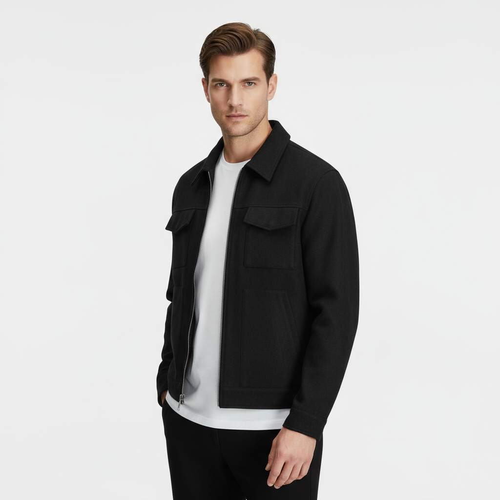 Men's Faux Suede Zip Shirt Jacket - Casual Overshirt for Everyday Wear