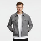 Men's Faux Suede Zip Shirt Jacket - Casual Overshirt for Everyday Wear