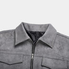 Men's Faux Suede Zip Shirt Jacket - Casual Overshirt for Everyday Wear