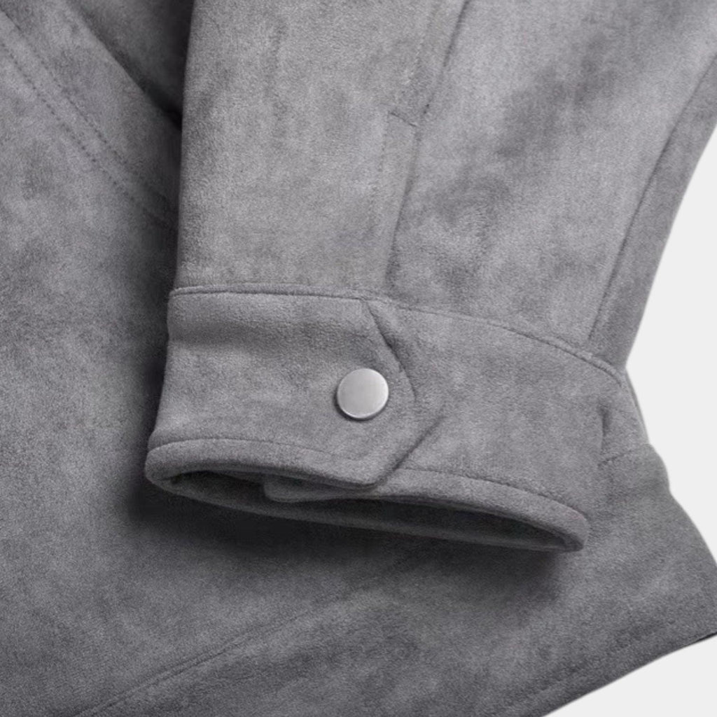 Men's Faux Suede Zip Shirt Jacket - Casual Overshirt for Everyday Wear